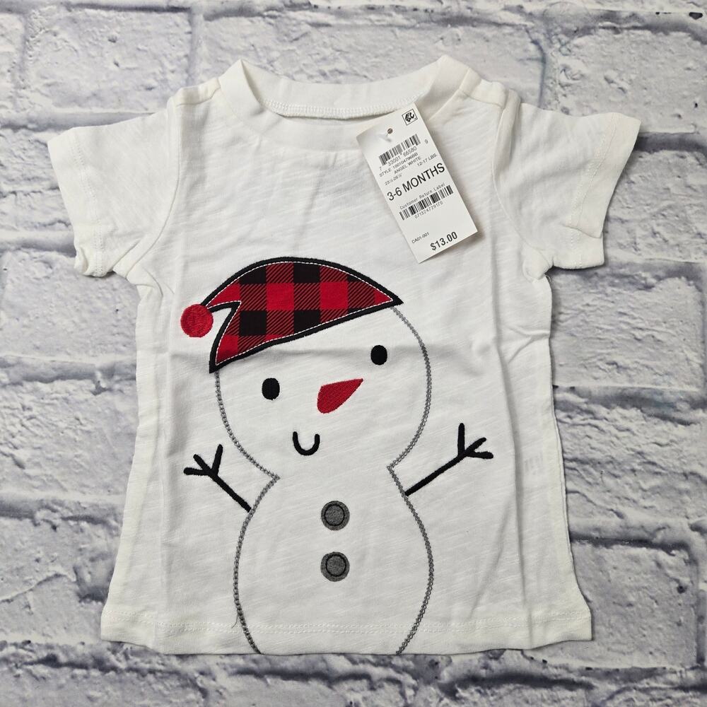NWT First Impressions Baby Boy Snowman Applique Angel White size 3-6 months